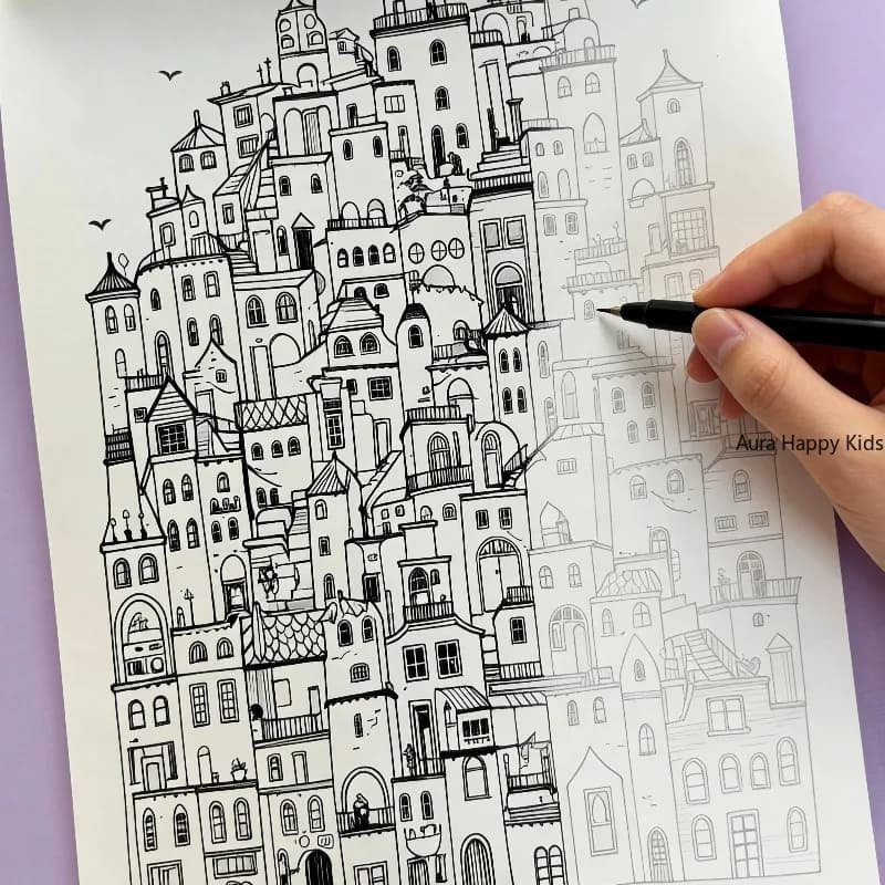 A Large-sized Decompression and Copying Sketch Book Containing Rich Funny Elements 32 Unique Patterns Good Way To Pass The Time