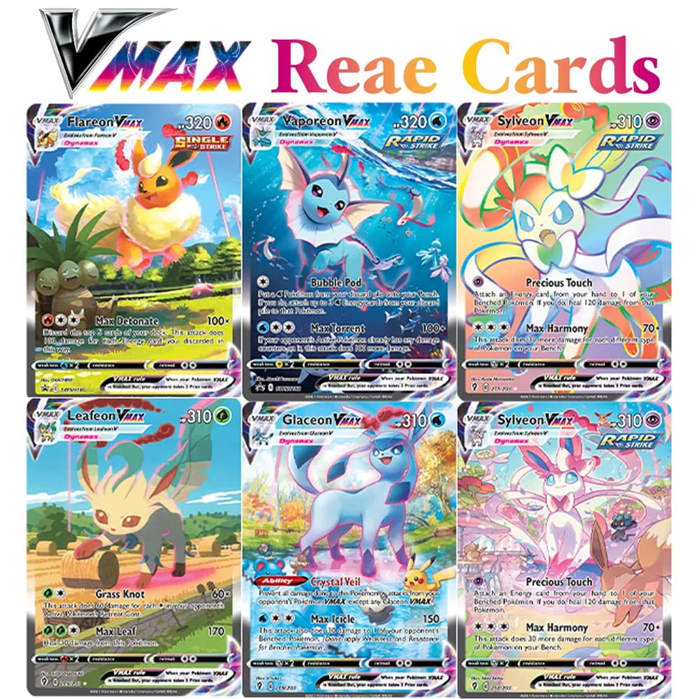 Carte Olografiche Rare PKM V MAX Proxy Game DIY Leafeon Flareon Espeon Gengar Glaceon Jolteon Mew Pikachu Rayquaza Sylveon /VMAX