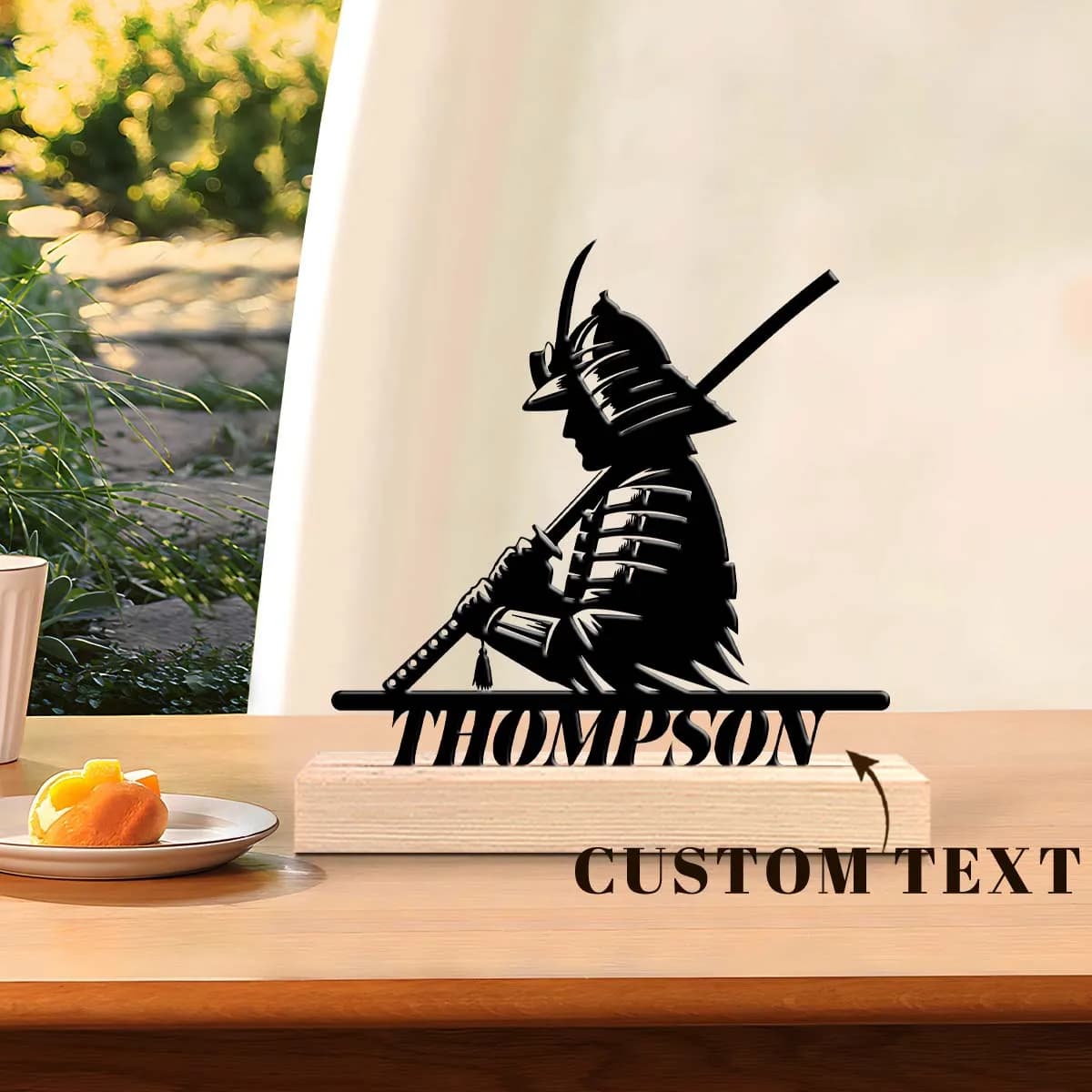 1pc Desktop Metal Ornaments Custom Name Equipped with Wooden Base New Home Gift for Friends,Decorative Ornaments
