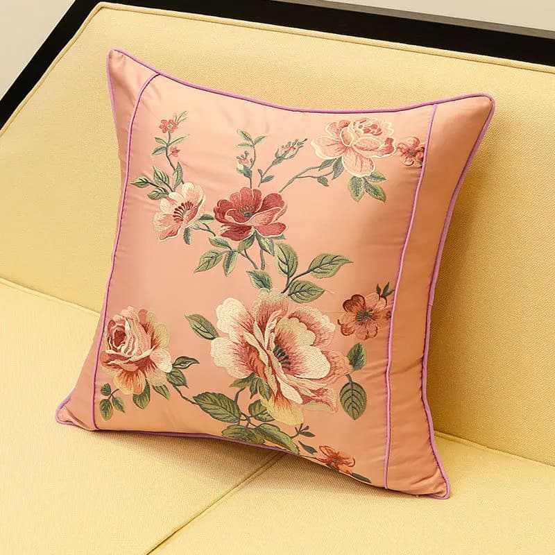 Nuovo Cuscino Decorativo in Stile Cinese con Ricamo Floreale e Uccelli, Cuscino per Divano in Palissandro, Grande Cuscino Lombare per Testiera