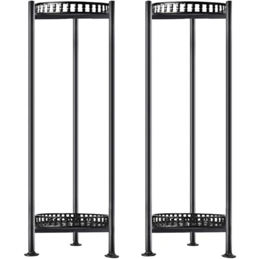 Set di 2 Supporti per Piante da Interno ed Esterno, Altezza 30'', Supporti a 2 Livelli in Metallo per Fiori e Vasi, per Soggiorno
