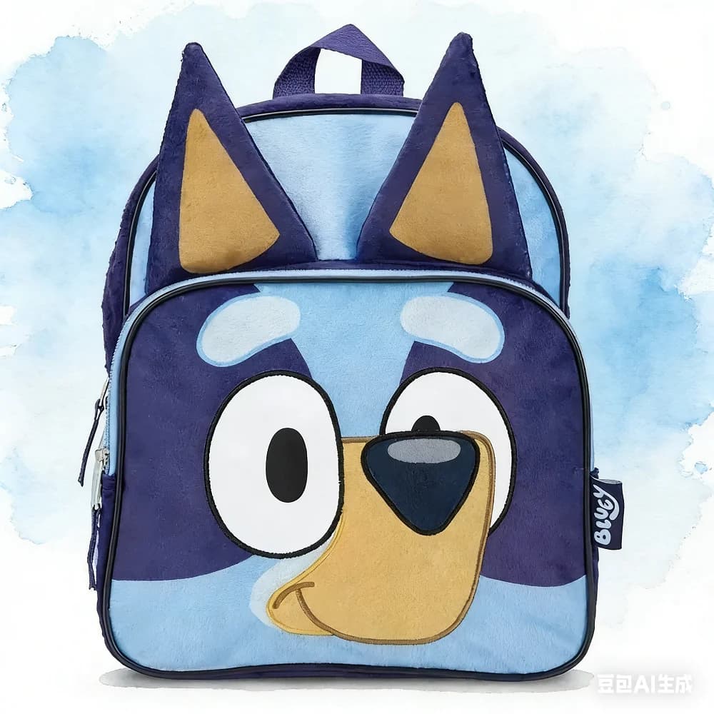 Oxford Bluey fabric backpack, cartoon, with pocket, for early childhood