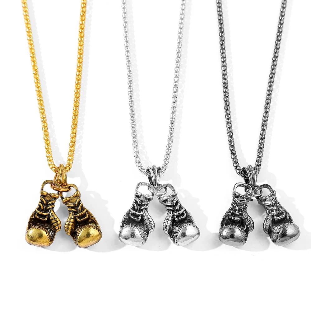 Stylish Punk Fitness Boxing Gloves Necklace Creative European American Personalized Pendant for MenAccessory Gift
