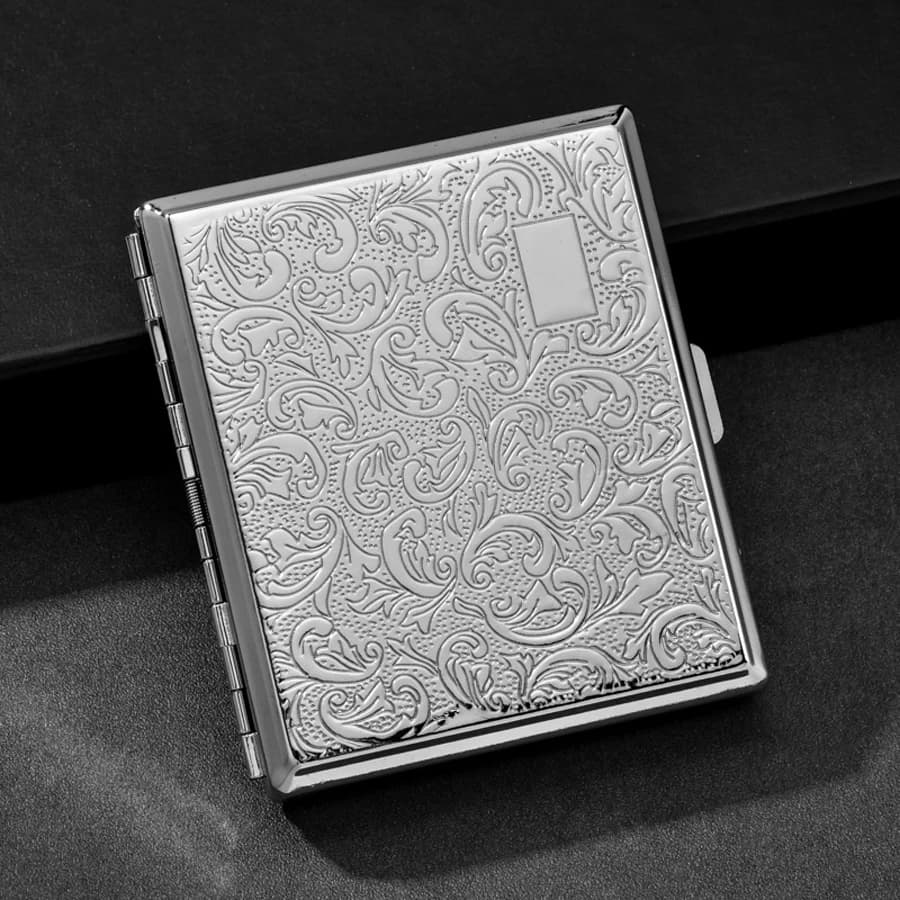 Stainless Steel Cigarettes Silver for 20 Cigarettes (Free Form) - Portable Box with Scatto Opening for Travel and Exterior Use