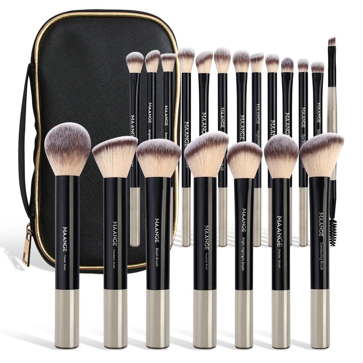 MAANGE 20 pcs/set Makeup Brush In Powder Umbrella Bottom Eyebrow Contour Cosmetic Mixing Beauty Tools with Travel Bag