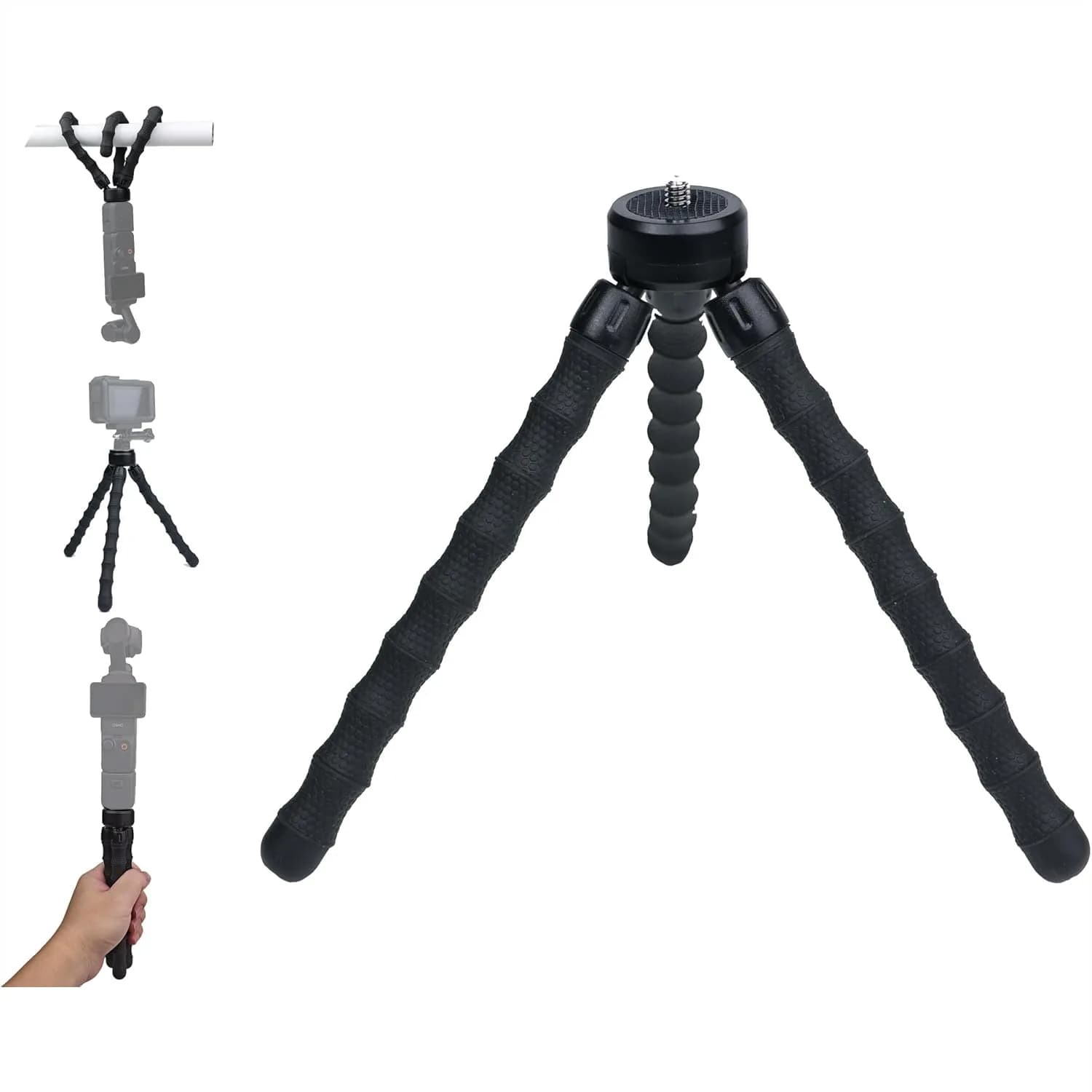 Mini Treppiede Flessibile per Action Camera, per Vlogging con Gambe Pieghevoli, Morsetto Portatile
