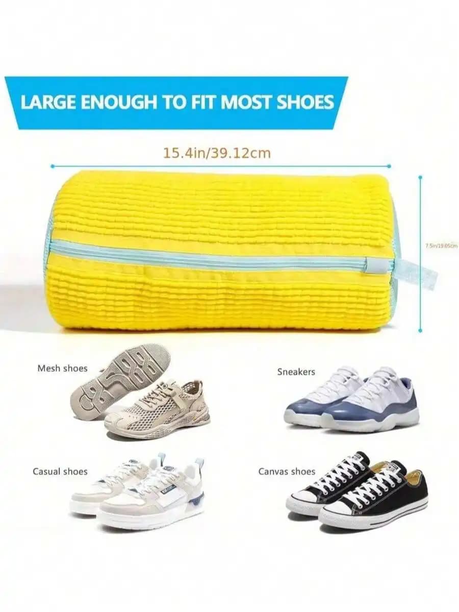 Durable Polyester Shoe Washing Bag With Soft Fleece Lining, Reusable Laundry Bag For Sneakers Casual Shoes Canvas Mesh