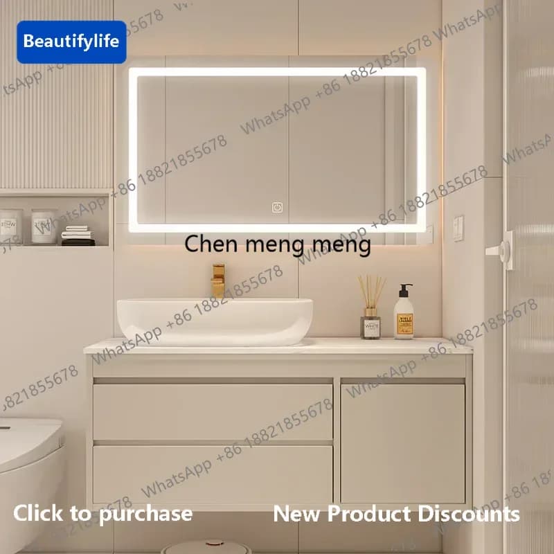 z5556 Mobili da Bagno Moderni, Armadietto con Specchio Intelligente, Lavabo in Ceramica, Mobile da Bagno Semplice con Lavandino, Arredamento Bagno