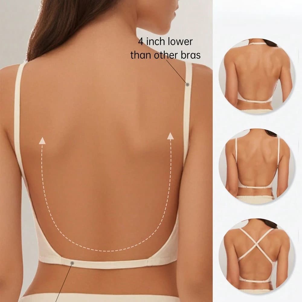 European American Seamless U-Shaped Low Back Bra Wireless Push Up Bra With Pads Women Outerwear Daily Lingerie