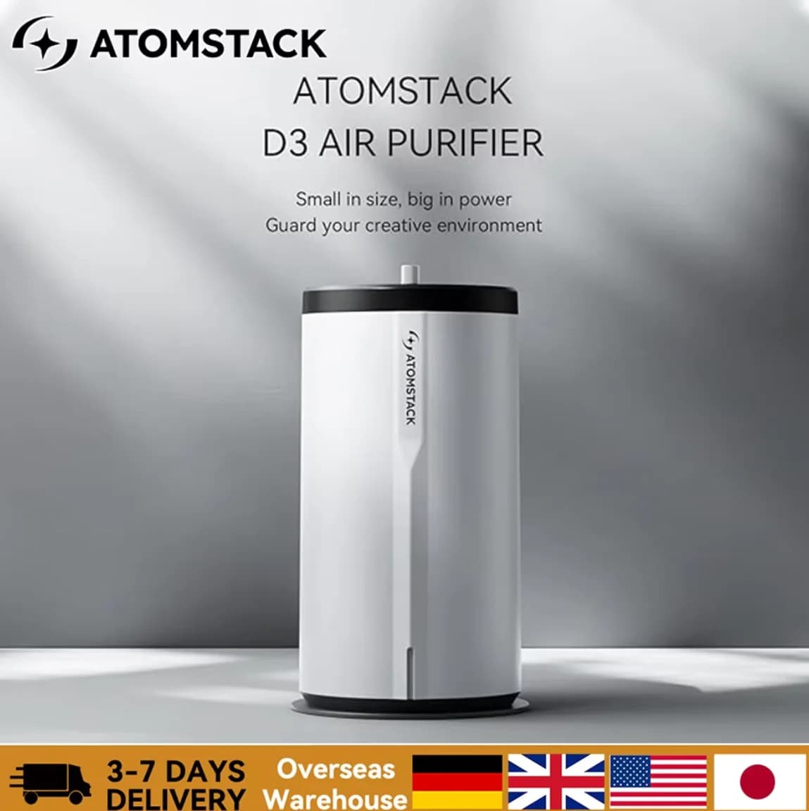 NEW AtomStack D3 5-layer Laser Engraving Air Purifier, 99.9% PM2.5/PM10, 3500RPM for A12/A24/A48/P1 Home and Office