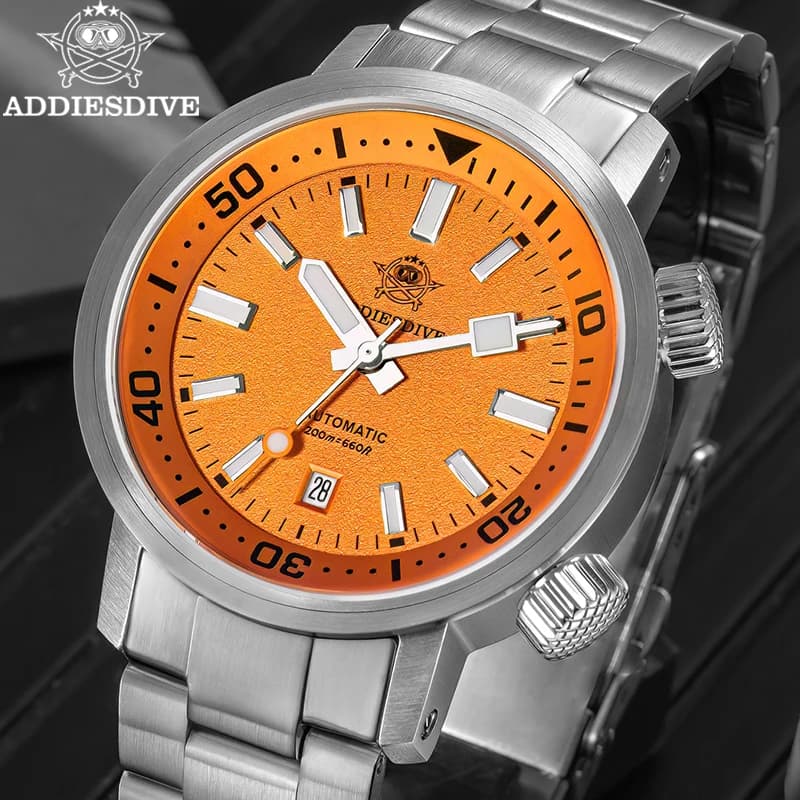 ADDIESDIVE Men Watches 2026 New 42mm Mechanical 8215 Sapphire Automatic Watch 200m Waterproof Luminous Transparent Back Cover