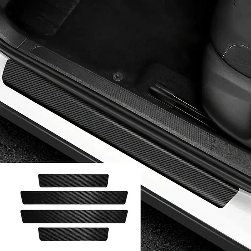 5pcs/4pcs set Carbon Fibre Threshold Protection Strip Universal Anti-scratch and Anti-collision Door Decorative Strip Sticker