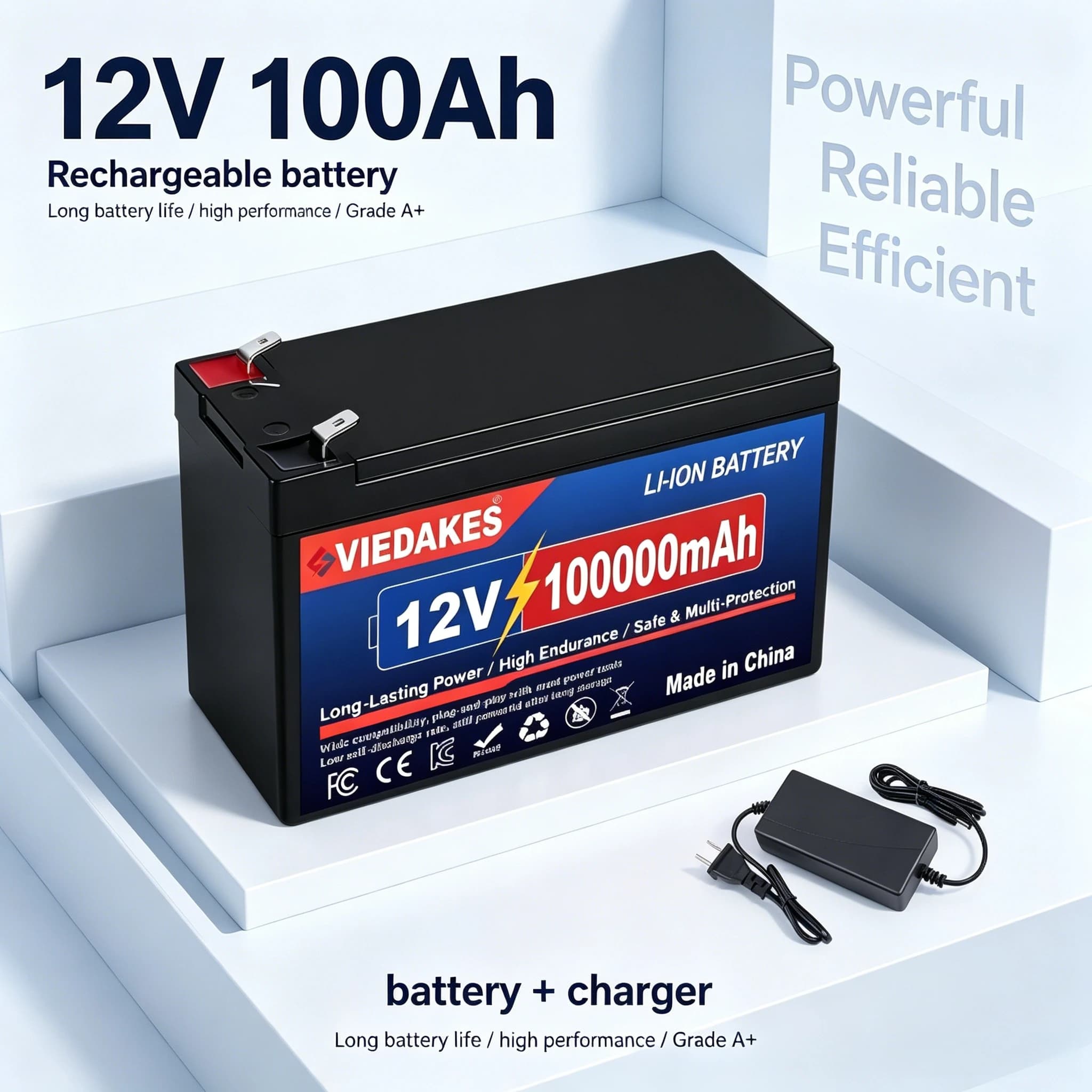 12V 20Ah-100Ah 21700 Lithium Battery Pack 3S7P Rechargeable Battery for Solar Energy Electric Vehicle Battery +12.6v 3A Charger