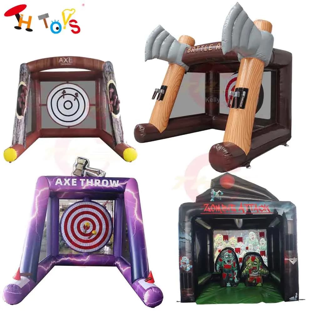 Divertimento per la famiglia Set di giochi di carnevale Ascia gonfiabile Tiro con l'arco Bersaglio per freccette con ventilatore per feste commerciali