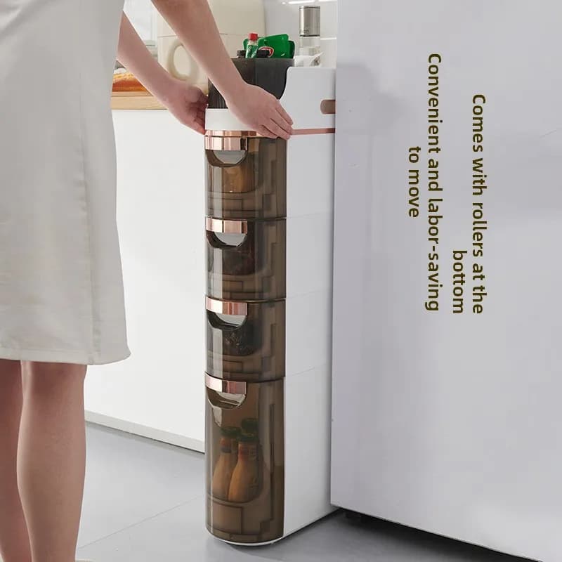 Mobiletto salvaspazio minimalista per bagno, scaffale da cucina, cassetto portaoggetti, scaffale portaoggetti multistrato, mobiletto salvaspazio stretto per oggetti vari