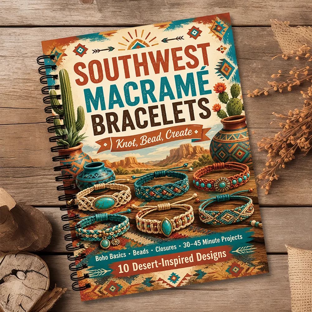 1pc Subject Notebooks, Macrame Bracelet Cover, Boho Cord Craft Journal, Step-by-Step Bead Tutorials, Beginner DIY Planner Gift