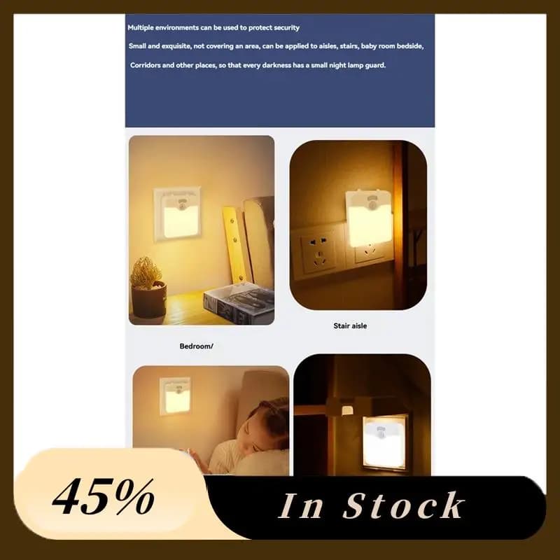 A60Z Sensore di movimento superiore Lampada da notte a LED Lampada dimmerabile per la camera dei bambini Lampada da scala con sensore di crepuscolo all'alba ad alta efficienza energetica Spina europea