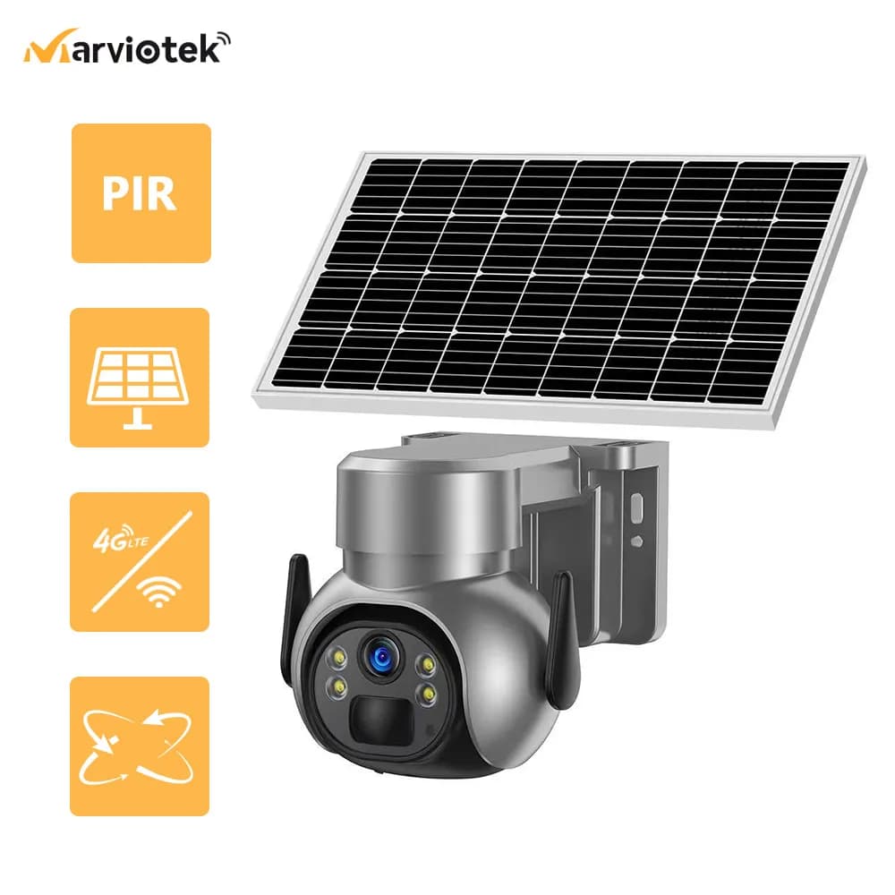 Telecamera Wi-Fi Esterna 2MP con PIR e Pannello Solare per Sicurezza Domestica, Telecamera IP Solare PTZ per Videosorveglianza Camhi