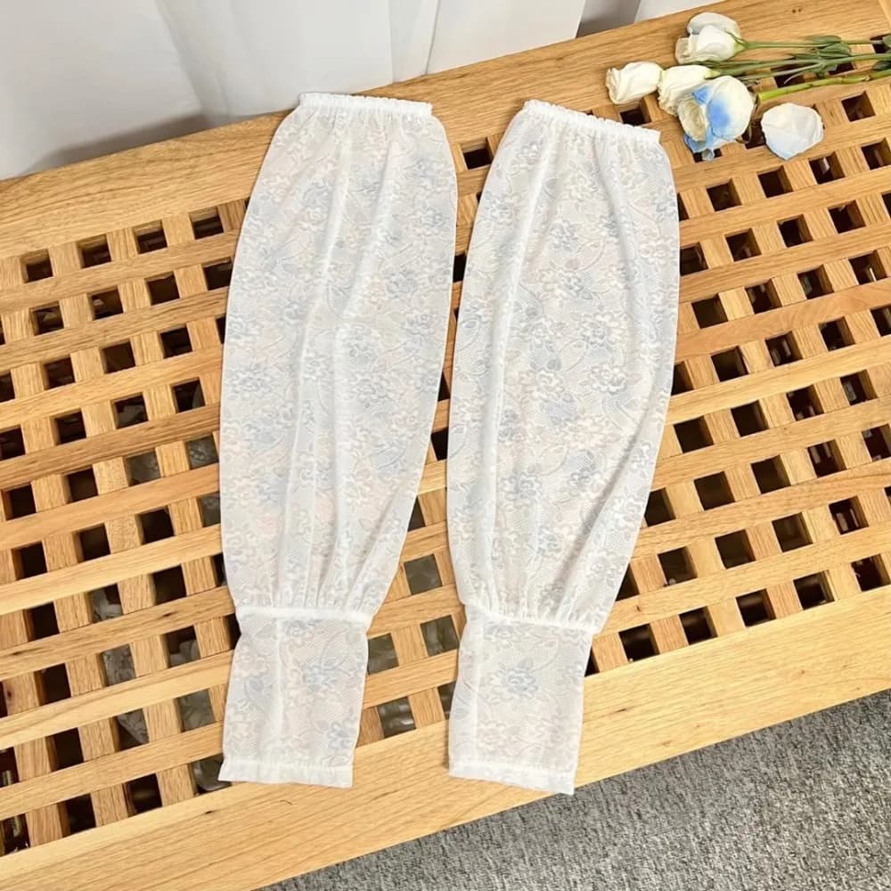 Women's lace summer sleeves, wide version, simple, thin, mesh, anti-UV, solar protection for arms and hands