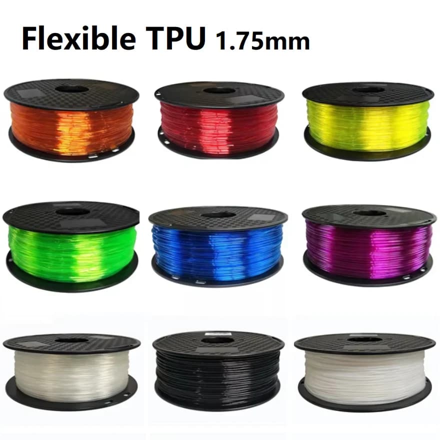 Filament TPU soft and flexible 95A 1,75 mm 1 kg 250 g per 3D printer, transparent, with rainbow color change, TPU lighting in the dark, green blue