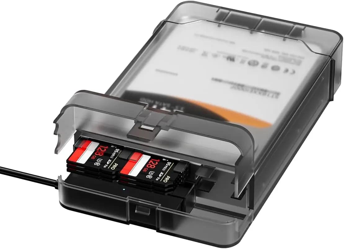 Box USB 3.0 SATA per HDD/SSD da 2,5/3,5 pollici, supporta la lettura di schede SD e lettore CD, fino a 24TB