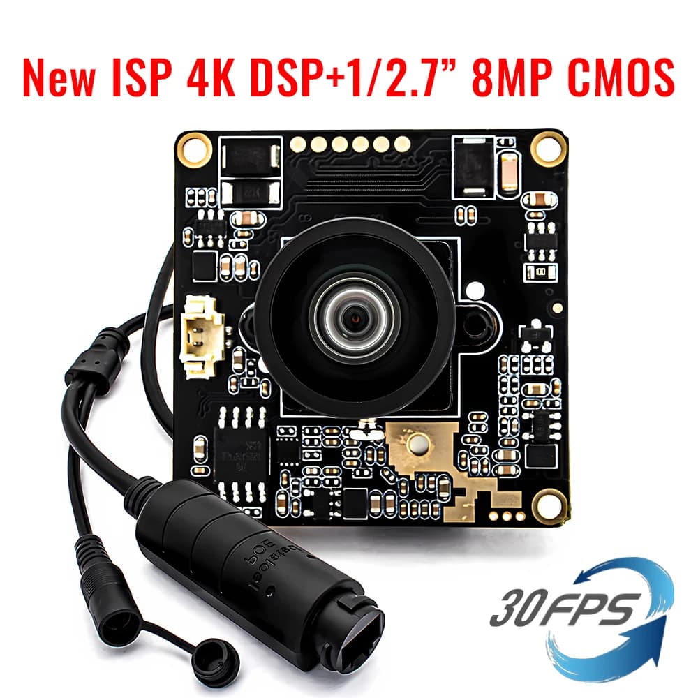 Modulo Telecamera IP POE 4K 8MP 30FPS con Sensore CMOS 1/2.7" e Lente Senza Distorsione, Webcam di Sorveglianza di Rete ONVIF RTSP per Visione Artificiale