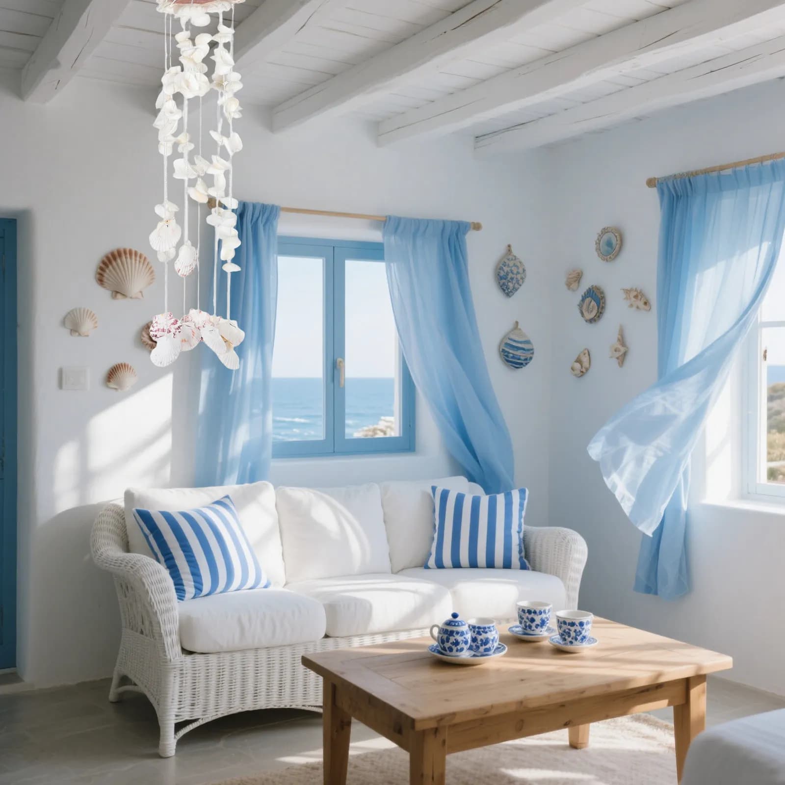 Natural Seashell Wind Chime Handmade Coastal Decor for Home Garden Patio Bedroom Living Room Office Outdoor Indoor Summer Ocean