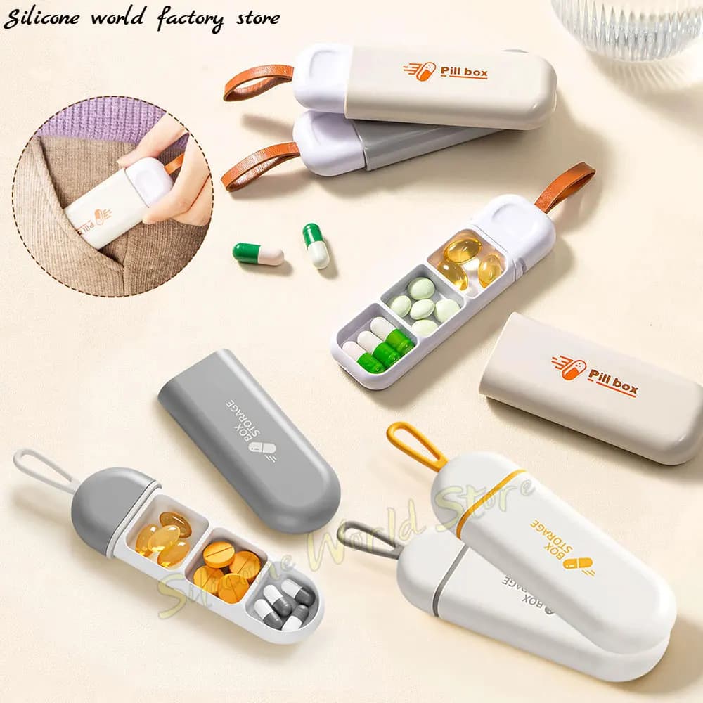 SW Mini Portable 3 Grills Small Box For Daily Medicines Container Box Vitamin Fish Oils Storage Box For Pills Packing