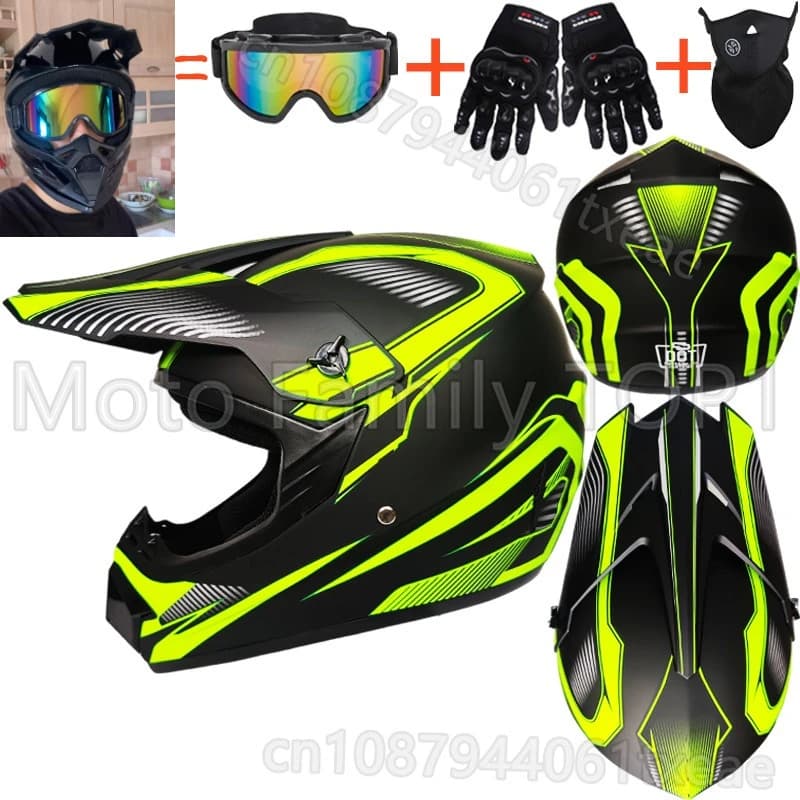 Invia un set da tre pezzi di kart ATV caschi fuoristrada mountain bike downhill 4 stagioni uomo donna Casco