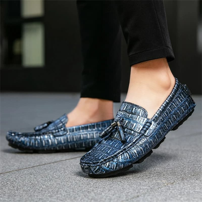 Mocassini da Uomo in Pelle con Nappe, Calzature Casual Slip-On da Uomo per Tutti i Giorni, Mocassini da Uomo con Tacco Rinforzato Antiscivolo