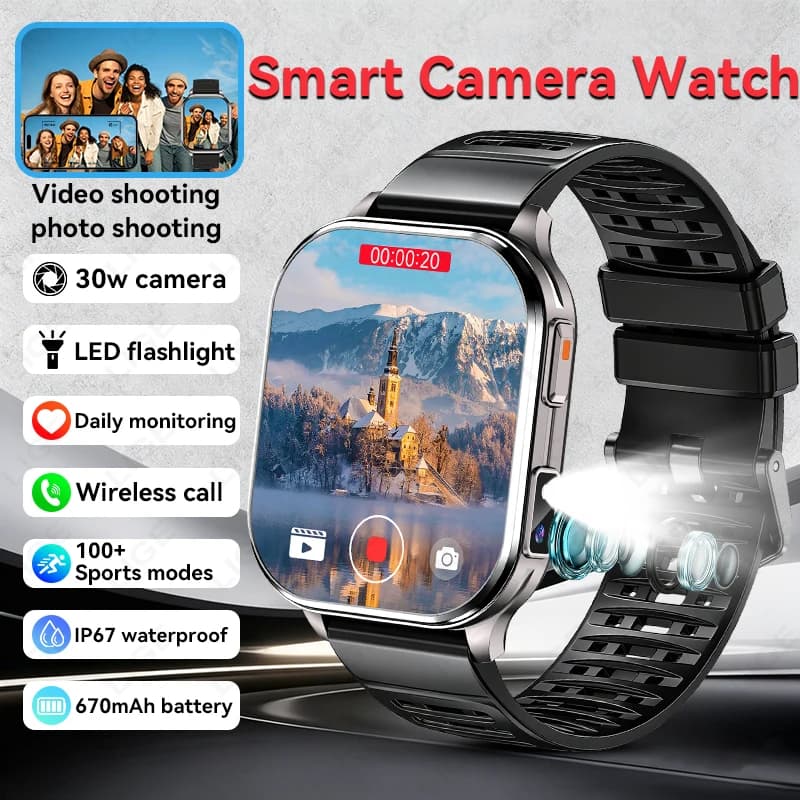 Smartwatch LIGE con Fotocamera 2.01, Registrazione Video 30W Pixel, Luce di Riempimento, Ampia Memoria, Chiamate Bluetooth e Riproduzione Musicale
