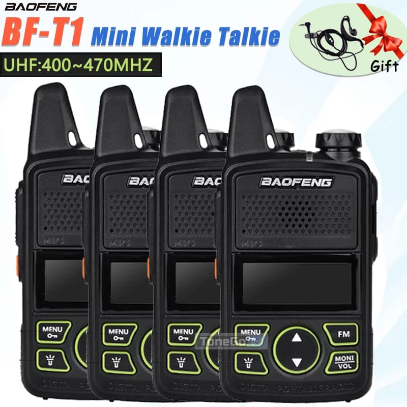 1/2/4 pezzi Baofeng BF-T1 Mini Walkie Talkie UHF portatile 5W caricatore USB a lungo raggio 20CH ricetrasmettitore radio bidirezionale per campo di caccia
