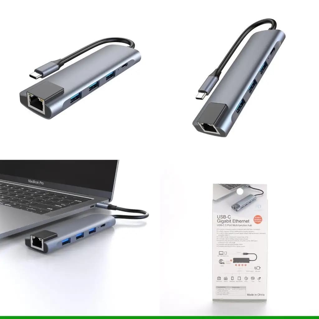 U55C Dock station hub USB tipo C 5 in 1 per caricabatterie PD USB da W RJ45 LAN da 1000 Mbps