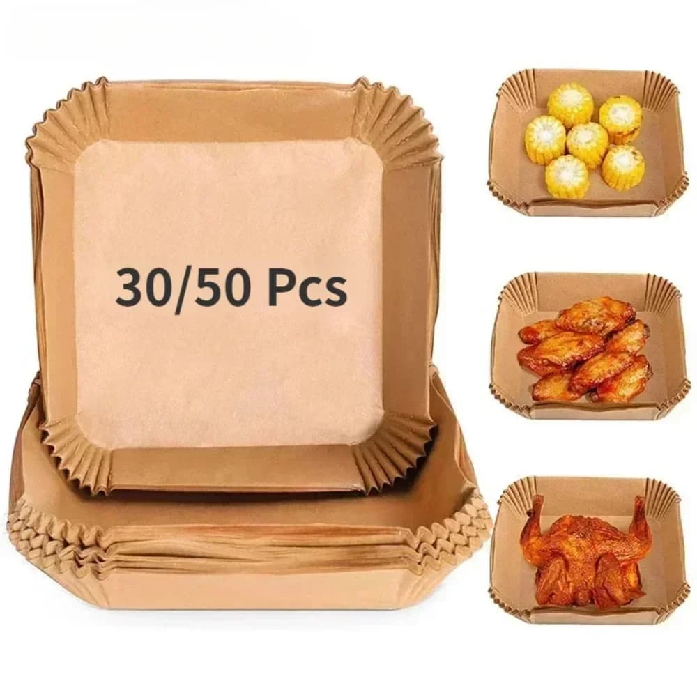 Kitchen accessories Barbecue dish Cooking rings Square round pastry moulds 50/30 pieces disposable non-stick tea paper for air fryer.