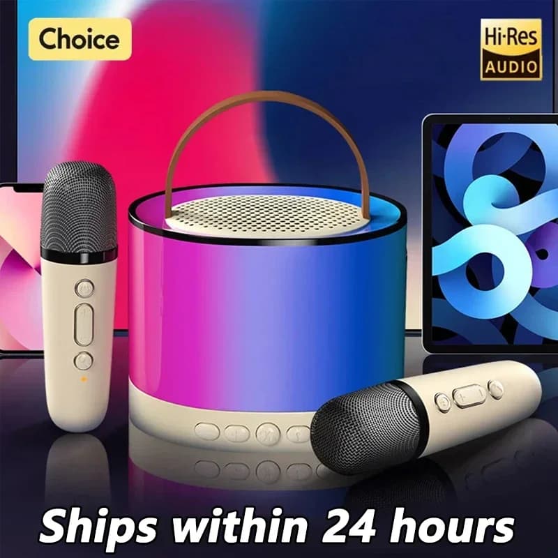 ‌ Altoparlante Bluetooth portatile K52 con macchina per karaoke RGB a 2 microfoni per feste in casa, regali per bambini, lettore musicale wireless e umidificatore ‌