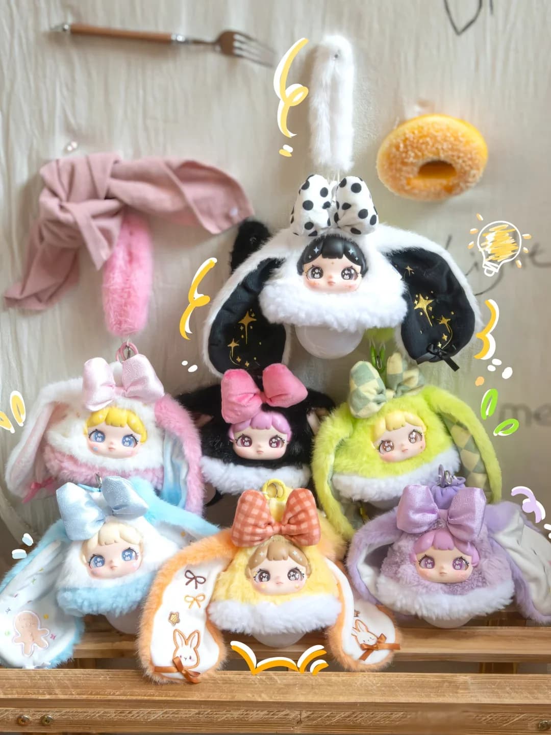 Darlym Blind Box Simpatico Peluche Kawaii con Orecchie da Coniglio, Luce Notturna, Ciondolo da Borsa, Decorazione per la Casa, Regalo di San Valentino per Donne
