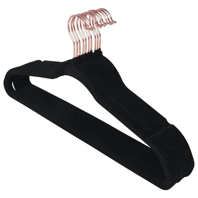 ABKW-Slim Velvet, Appendiabiti Antiscivolo per Abiti e Cappotti, Gancio Nero Oro Rosa Facile da Installare