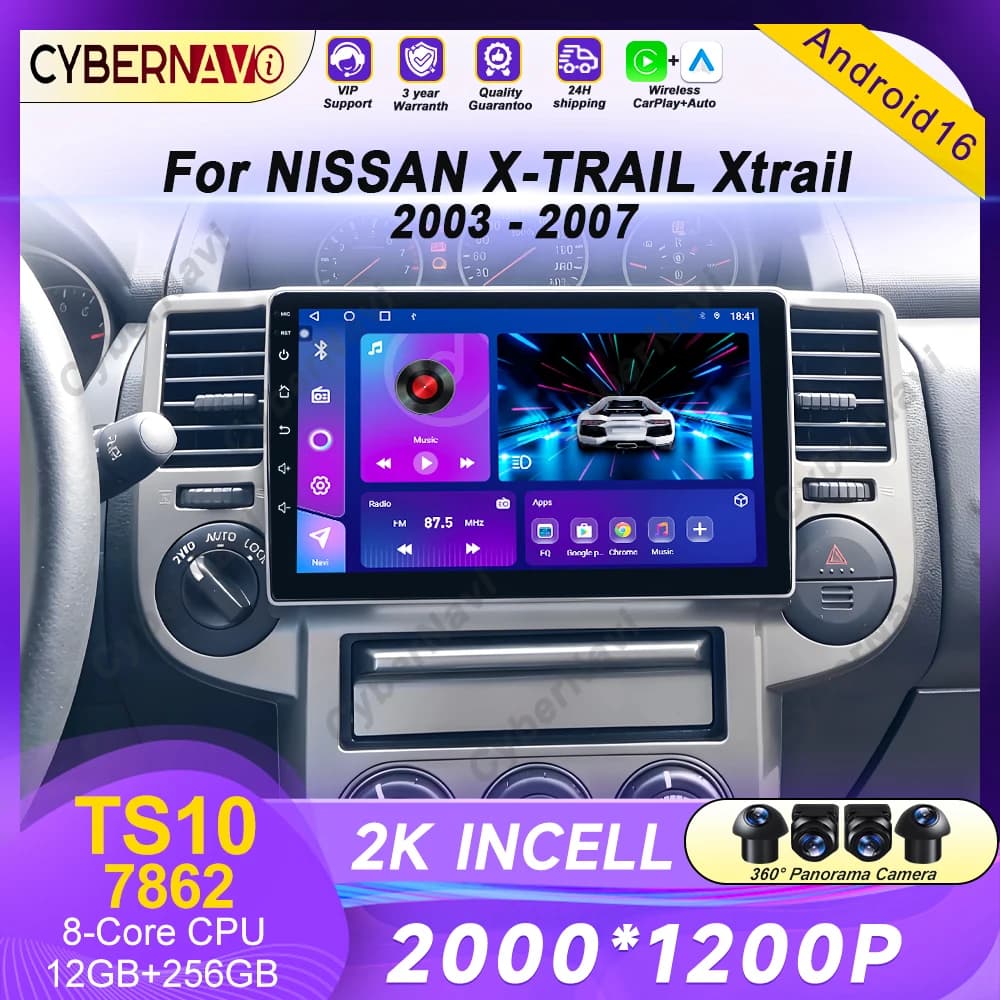 Android Car Radio For NISSAN X-TRAIL Xtrail 2003-2007 Carplay Auto Player Multimedia Video GPS Navigation Rear camera Screen BT