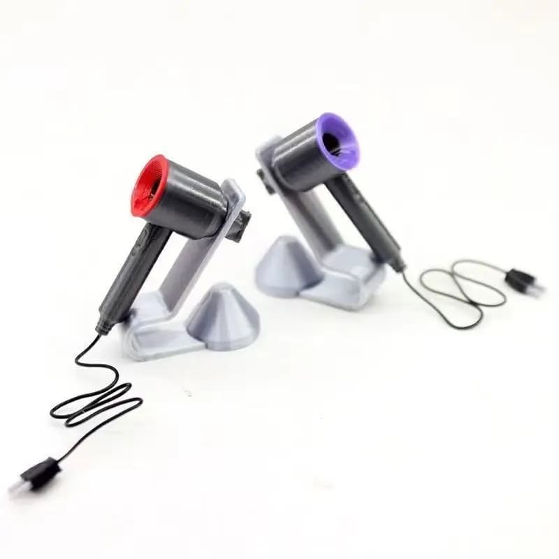 Set Mini Asciugacapelli per Casa delle Bambole, Modello in Miniatura con Supporto, Accessorio per Decorazione Casa delle Bambole, Fai da Te, Diorami