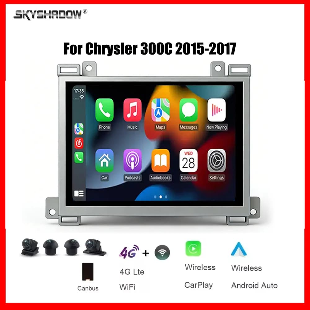 Autoradio multimediale 8.4" CarPlay Android 15 8 Core 12G+256G con navigatore GPS Bluetooth 4G per Chrysler 300C 2015-2017
