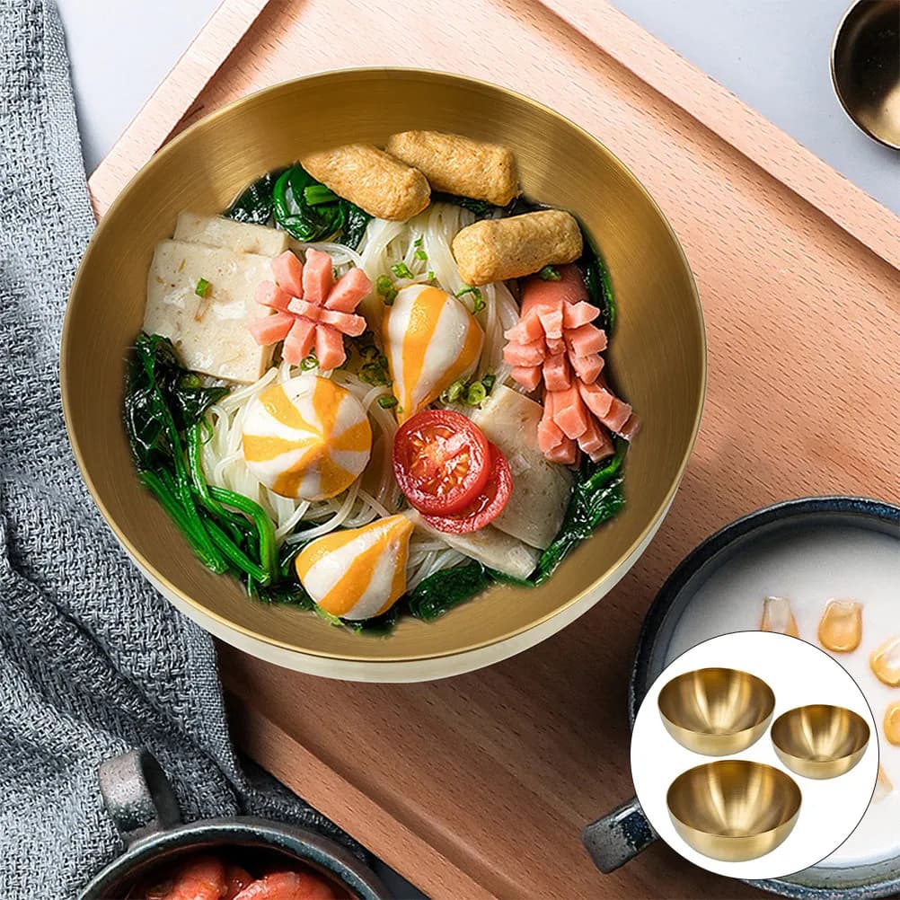 Set of 3 Stainless Steel Bowls Multipurpose for Salad, Food Containers, Fruit Bowls, Noodles and Soups