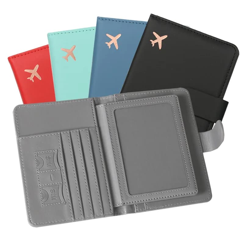 Copri passaporto in pelle PU Portafoglio multifunzionale per carte di credito da viaggio per donna/uomo Copertina per passaporto con fibbia portatile carina