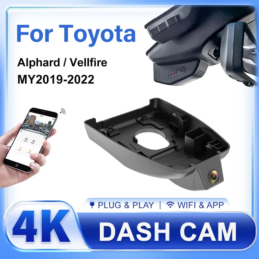 For Toyota Alphard Vellfire 2019-2022 Front and Rear 4K Dash Cam for Auto Camera Recorder Dashcam WIFI Auto Dvr Recorder Devices