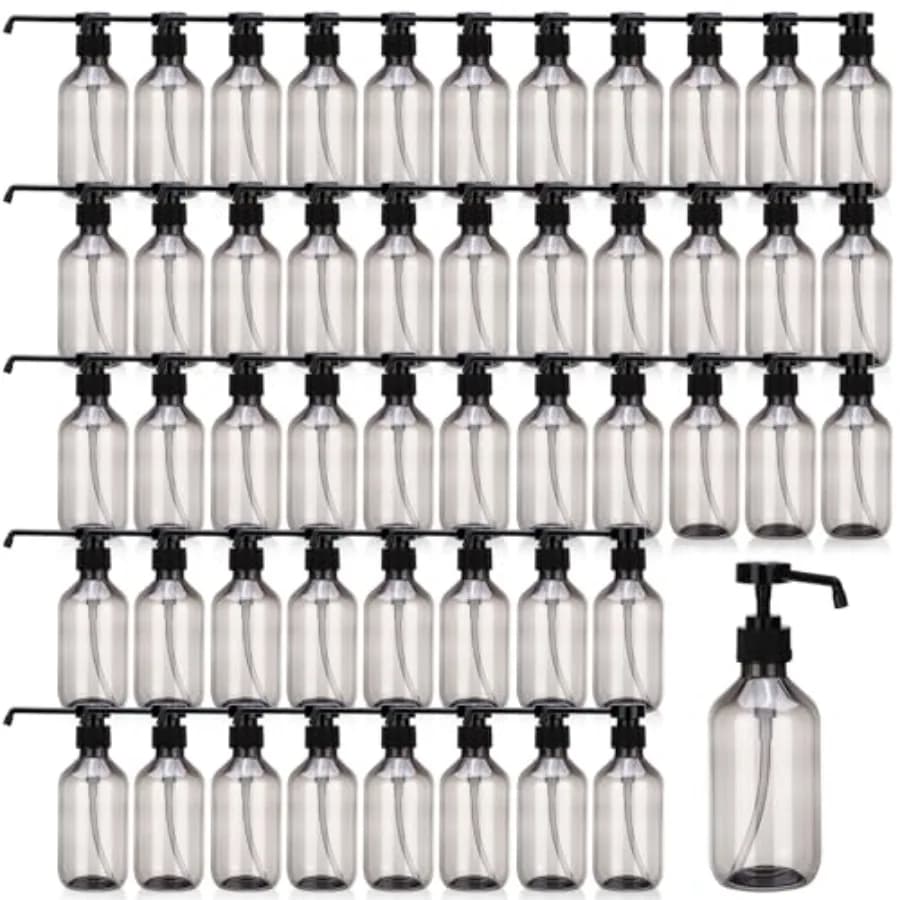 Confezione da 50 Dispenser di Sapone in Plastica, Flaconi Vuoti con Pompa Lunga da 10 oz, Ricaricabili per Sapone Liquido, Detergente per Piatti, Lozione