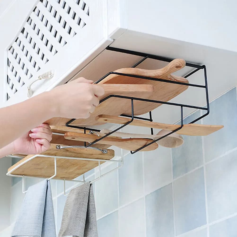Hanging Cutting Board Organizers Storage Rack Kitchen Double Layer Towel Hanger