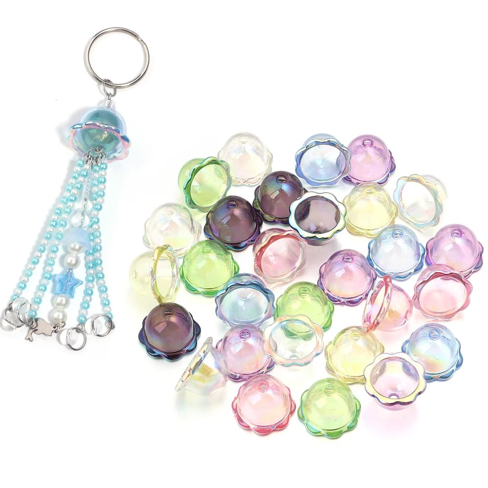 6pcs Acrylic Beads Clear Colorful Wind Bell Beads For DIY Jewelry Making Wind Chimes Key Ornament Phone Chains Accessories