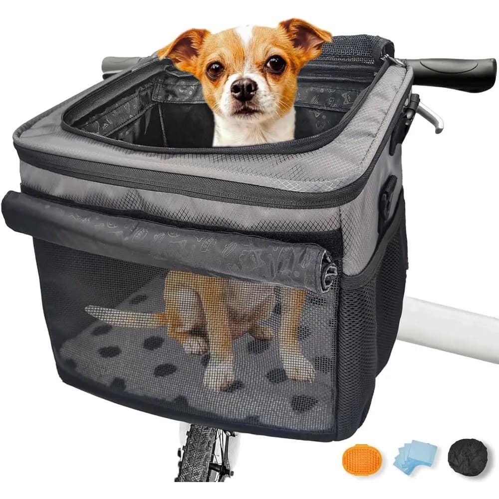 Cestino per Bicicletta per Cani, Zaino Trasportino per Gatti, Trasportino Rigido per Cani da Bicicletta, Seggiolino Auto per Animali Domestici con Tracolla Estesa, Borsa a Tracolla per Animali Domestici con B