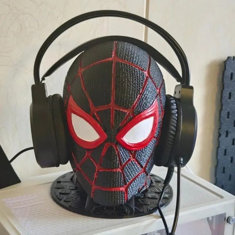 Miles Morales Spider-Man 2 In 1 Headphone & Hat Stand 3D Resin Gaming Headset Holder Desktop Display Fan Collectible Gift