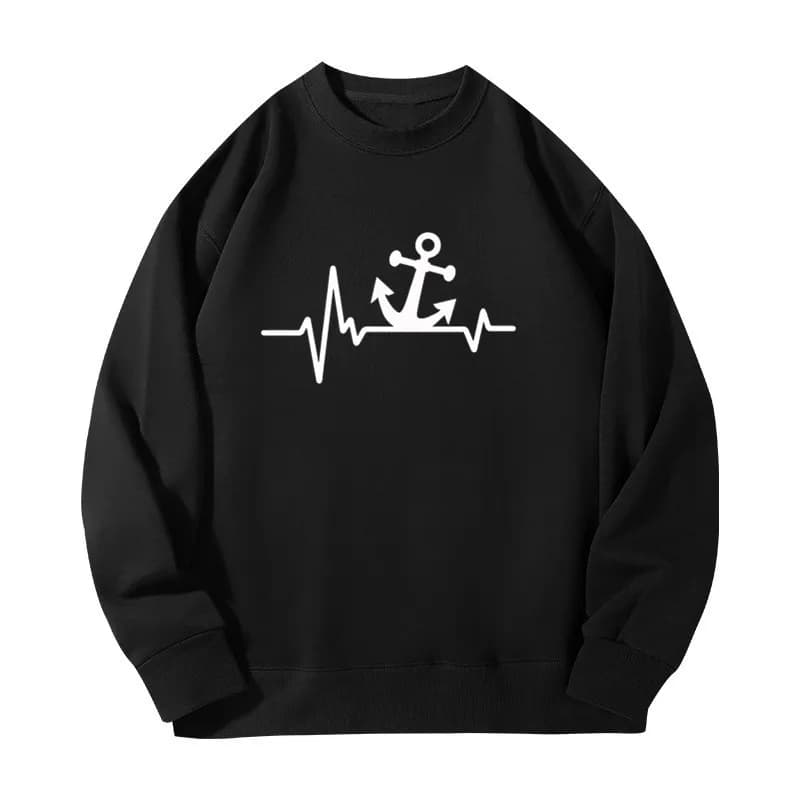 Boating Sailing Boat Anchor Heartbeat Print Streetwear Men Women Pullovers Couple Hoodie Funny Sweatshirts Casual Clothing