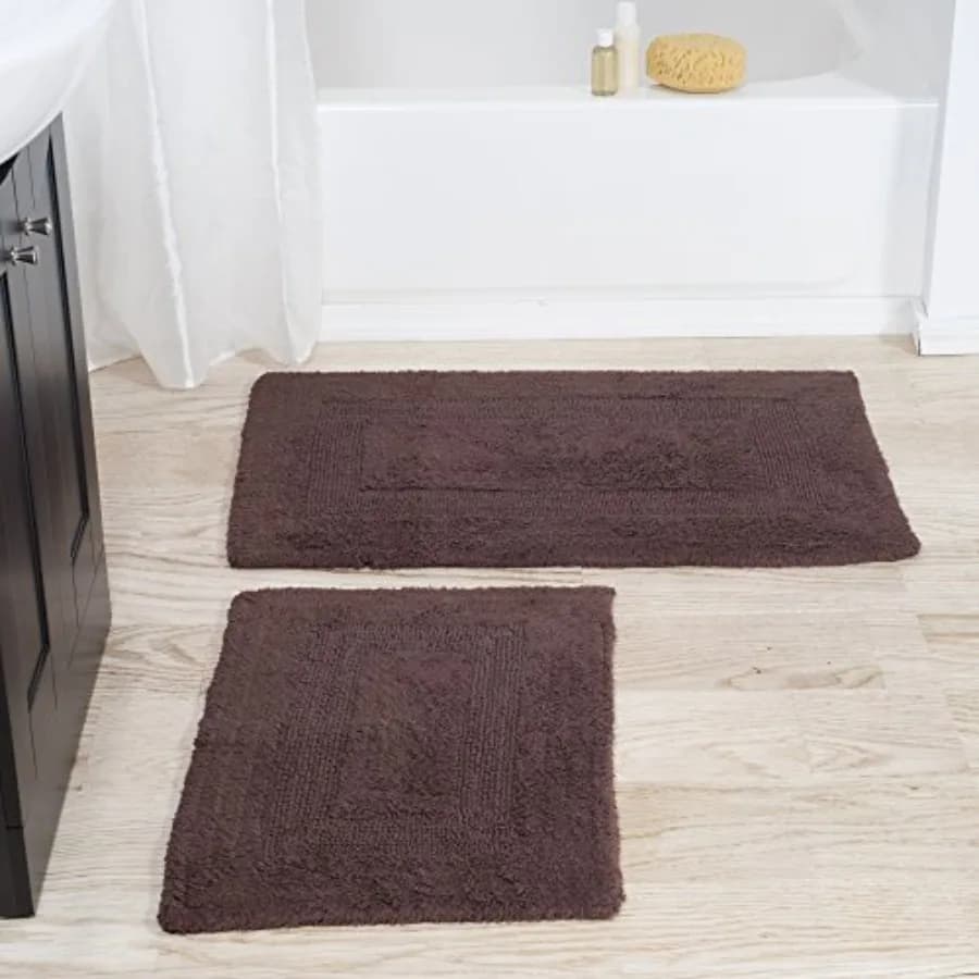 Tappeti da Bagno - Set di 2 Tappetini in Cotone - Lavabili in Lavatrice per Bagno, Cucina o Lavanderia di Chocolate